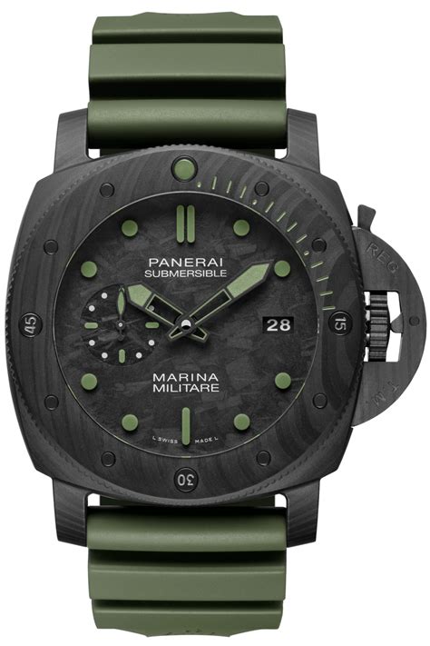 panerai submersible marina militare carbotech|panerai watch 47mm gold submersible.